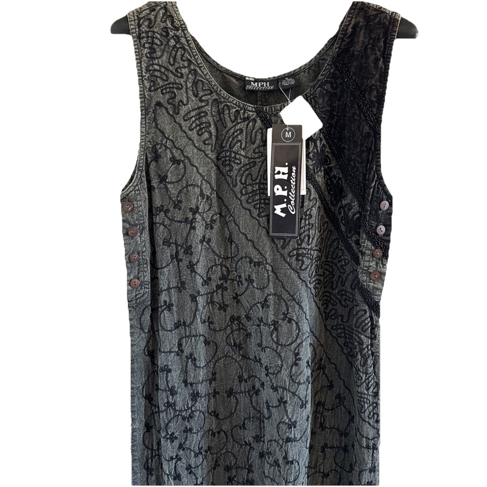 Hand Embroidered Maxi Dress Womens M NWT Burnout Cotton Whimsigoth Boho Travel